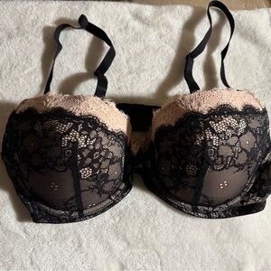 Adore Me Black and Cream Lace Bra